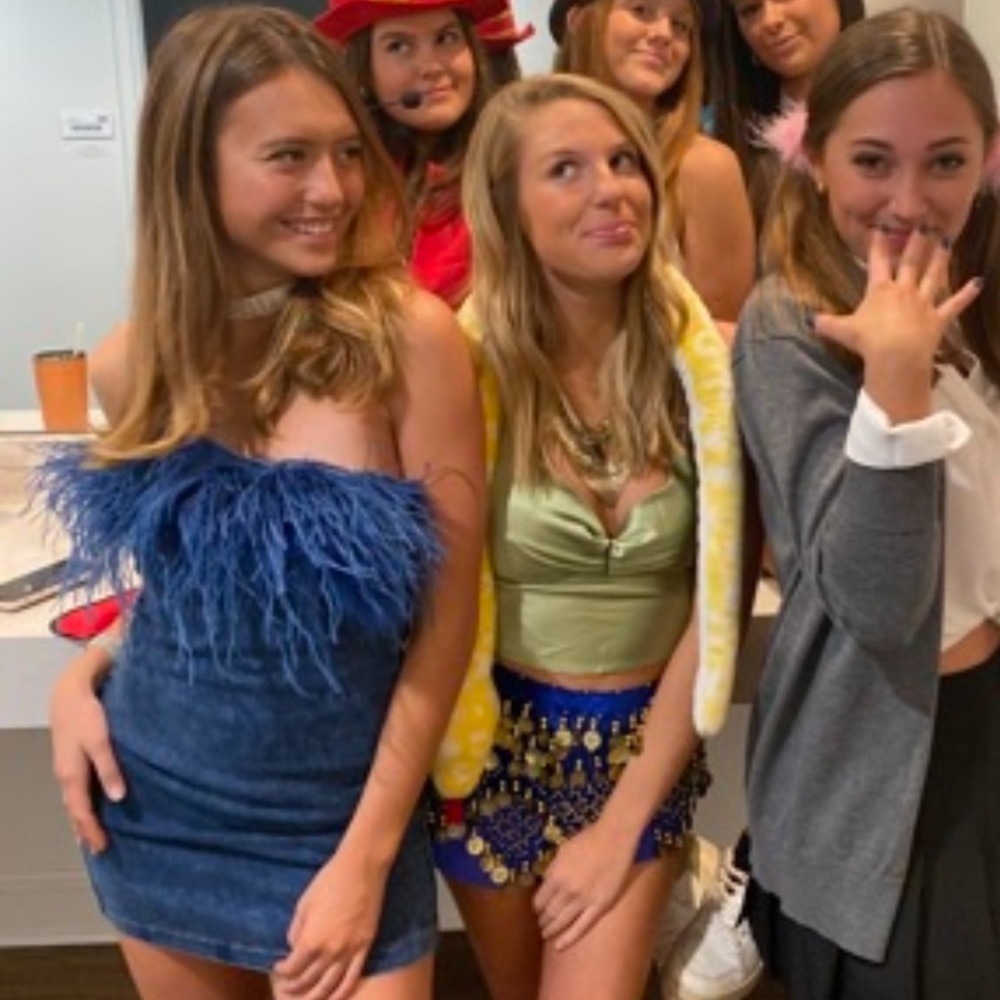 Denim feather dress